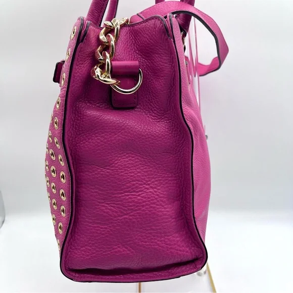Michael Kors Hamilton Grommet Satchel Hot Pink Leather w/ Dust Bag - Picture 15 of 16